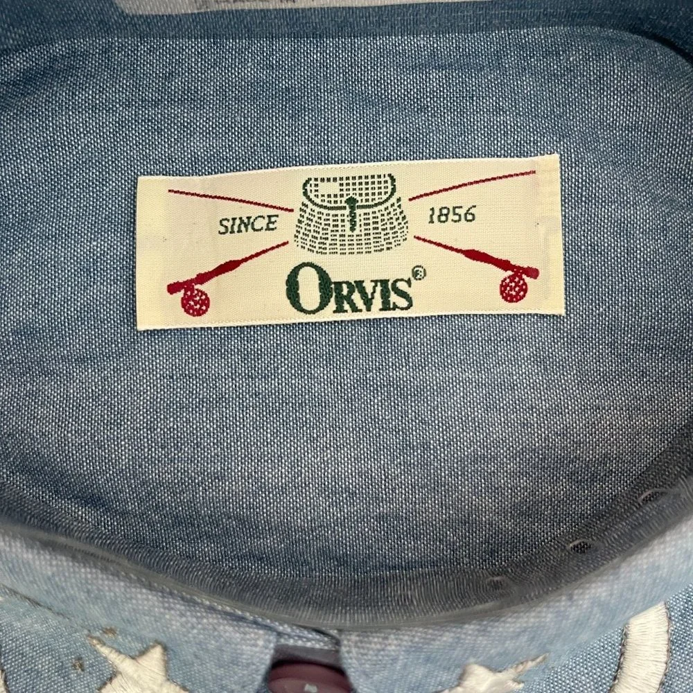 Vtg Orvis Women's Star Moon Embroidered Button Up Shirt, Size S - Picture 2 of 4